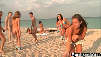 College Sovesal Strand Blowjob Med En Ung Coed